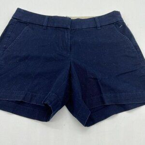 J Crew Women's Size 0 Chino Shorts Blue Cotton Flat Front